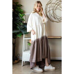 $148.00 NWT OLI & HALI DIP DYE SHORT SLEEVE HOODED ZIP UP LONG CARDIGAN